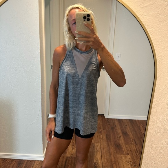 Athleta Tops - Athleta grey and mesh racerback tank top​​​​